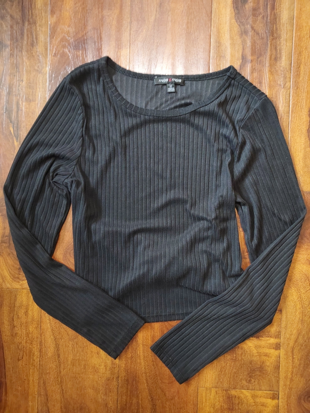 Moa Moa Black Ribbed Long-Sleeve Top